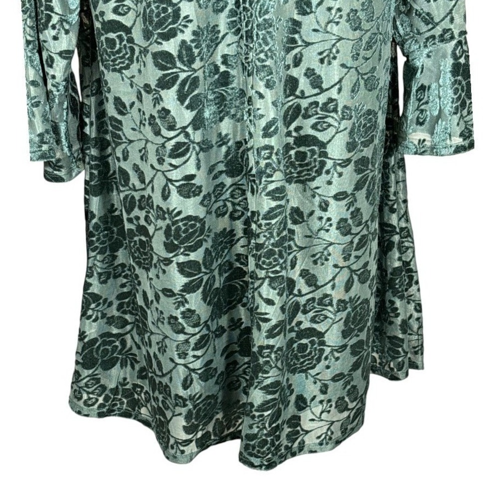London Times Teal Floral Long Sleeve Dress - Picture 9 of 12